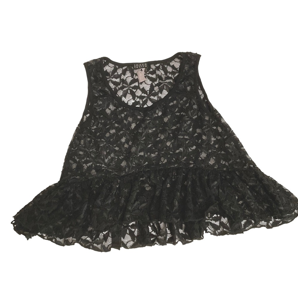 Joyce Leslie vintage Y2K 90s lace ruffle top crop whimsigoth goth layering Small